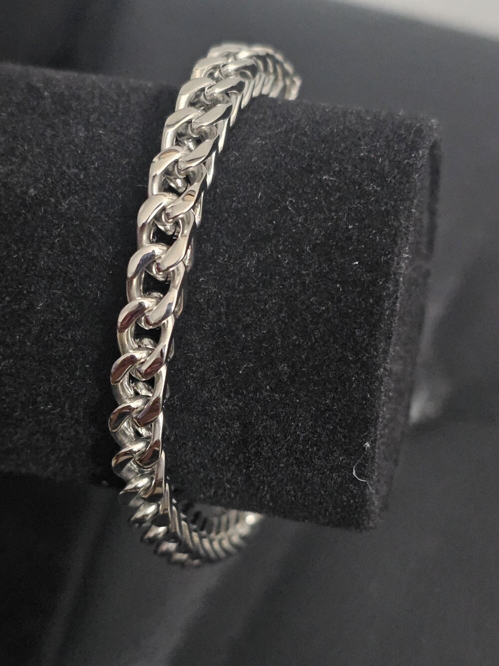 8in. silver stainless steel-6mm Box link Bracelet